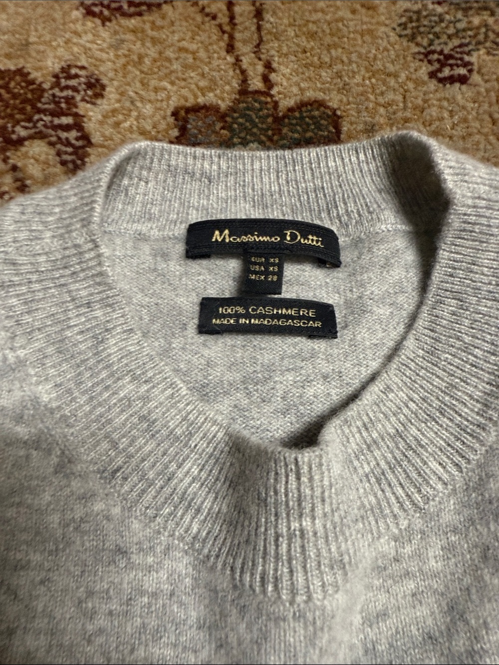 Massimo Dutti Grey Cashmere Crewneck Sweater Xs View 3